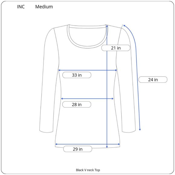 INC Black V Neck Long Sleeve Top in Size Medium - Picture 5 of 5